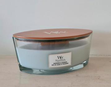 Woodwick Elipse Geurkaars | Sagewood & Seagrass | beschikbaar voor biedingen
