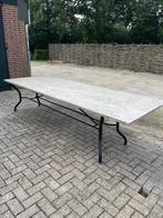 Tuintafel met marmer blad en ijzeren onderstel, Tuin en Terras, Ophalen, Gebruikt, Rechthoekig, Overige materialen
