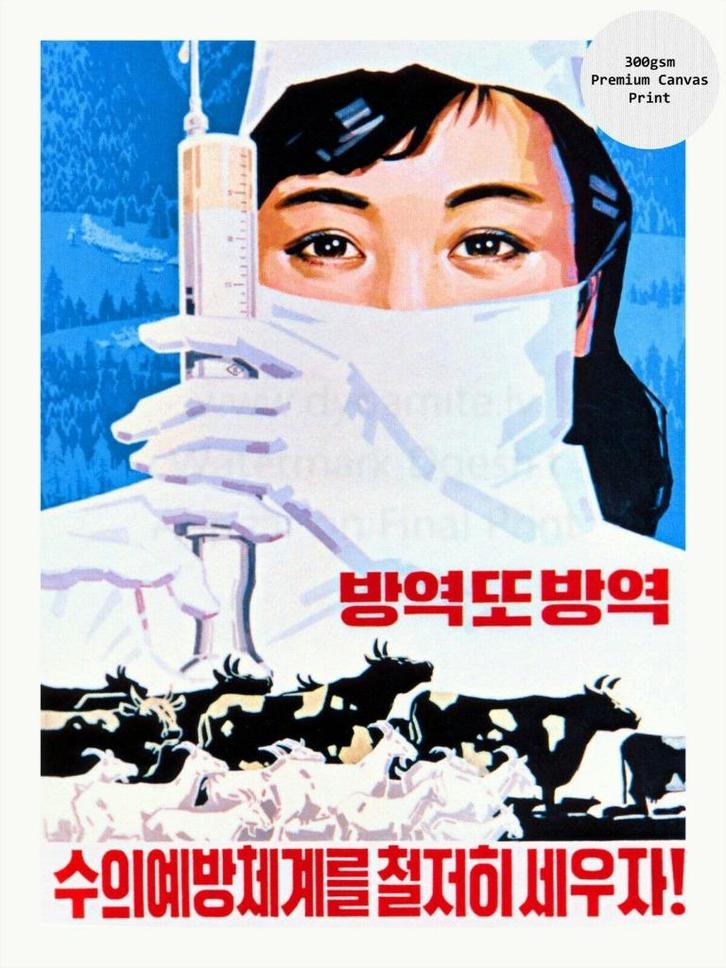 Noord-Korea Propaganda Art Canvas Nieuw-5- Gratis Sticker, Antiek en Kunst, Kunst | Litho's en Zeefdrukken, Verzenden