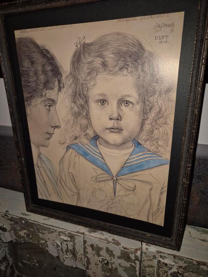 Jan Toorop - Portret Jacqueline & Marcel Deurvorst 1910, Antiek en Kunst, Kunst | Litho's en Zeefdrukken, Ophalen of Verzenden