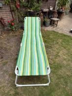 IKEA Ligbed Groen Gestreept Inklapbaar Verstelbaar, Tuin en Terras, Ophalen, Zo goed als nieuw, Metaal, Verstelbaar