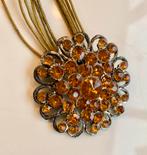 Prachtige amberkleurige ketting met strass, Overige materialen, Oranje, Ophalen of Verzenden, Zo goed als nieuw