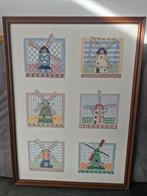 Geborduurde Hollandse Molens - 42x57 cm, Huis en Inrichting, Woonaccessoires | Schilderijen, Tekeningen en Foto's, Ophalen