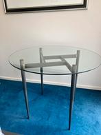 eettafeltje rond met glazen blad, Huis en Inrichting, Ophalen, Zo goed als nieuw