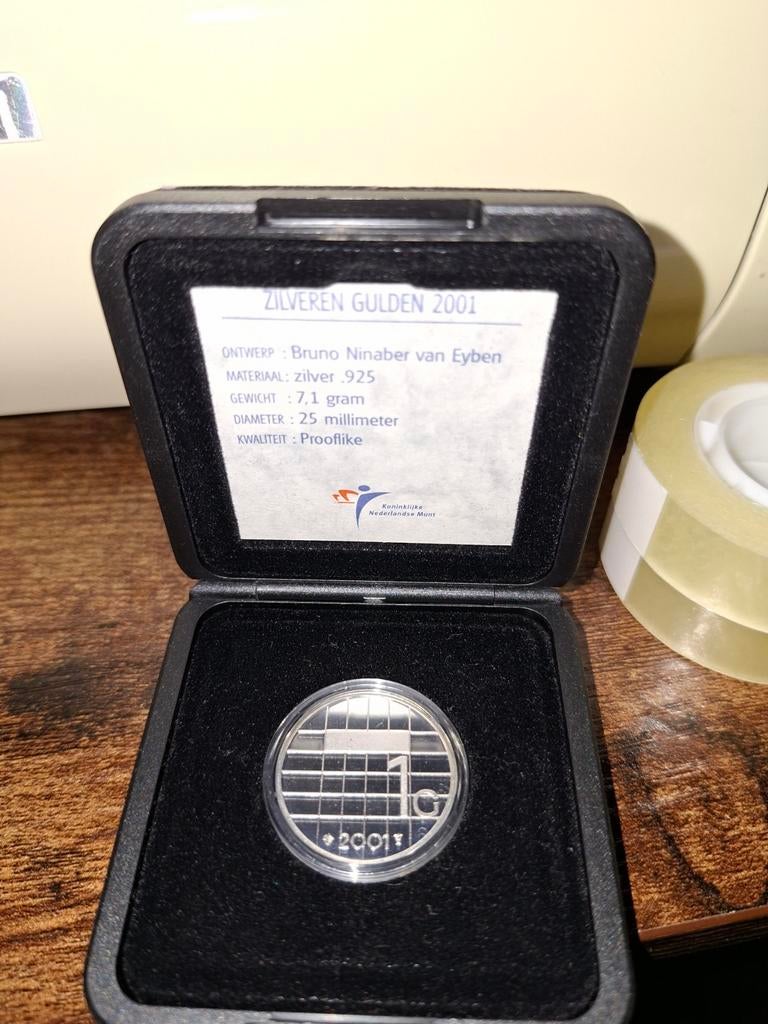 Zilveren Gulden 2001, Postzegels en Munten, Munten | Nederland, 1 gulden, Koningin Beatrix, Zilver, Ophalen of Verzenden