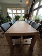 Prachtige uitschuifbare houten eettafel incl. zes stoelen, Ophalen