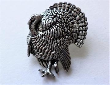 Kalkoen, verzilverde tinnen broche, A.R. Brown  beschikbaar voor biedingen
