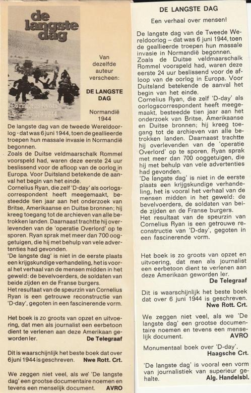 De Langste Dag. 6 juni 1944.Schrijver:Cornelius Ryan., Boeken, Oorlog en Militair, Gelezen, Landmacht, Tweede Wereldoorlog, Ophalen of Verzenden