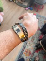 Slangenleren wikkelband horloge Guess, Leer, Staal, Guess, Polshorloge