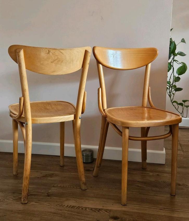 Weense Koffiehuisstoel / Eettafelstoel (2 stuks), Huis en Inrichting, Stoelen, Gebruikt, Twee, Bruin, Ophalen