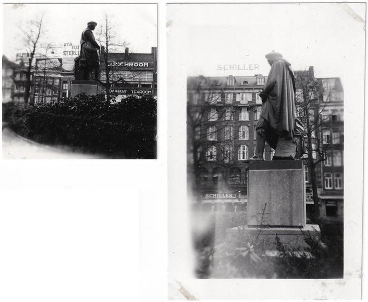 2x Foto Amsterdam 1960 Rembrandtplein Schiller Lunchroom, Verzamelen, Foto's en Prenten, Gebruikt, Foto, Overige onderwerpen, 1960 tot 1980