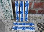 125 antieke tegelrandjes 15x2cm wit met blauw, new old stock, Antiek en Kunst, Antiek | Wandborden en Tegels, Ophalen of Verzenden