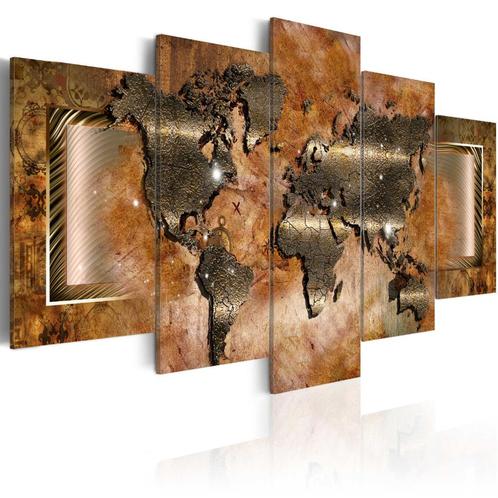 211 Wereldkaart XXL 5 Luik Schilderij 200x100cm in 2 maten, Huis en Inrichting, Woonaccessoires | Schilderijen, Tekeningen en Foto's