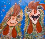 Happy roosters, Antiek en Kunst, Kunst | Schilderijen | Modern, Ophalen of Verzenden