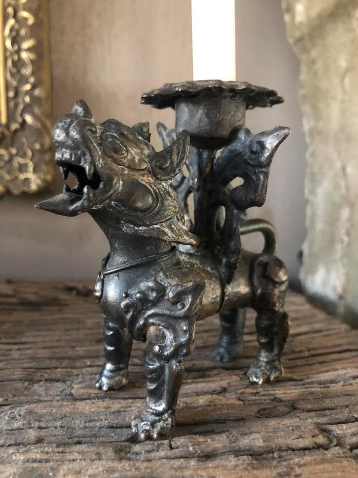 Bronzen kandelaar, Antiek en Kunst, Antiek | Kandelaars, Koper of Brons, Ophalen of Verzenden