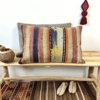 Vintage kelim kussen oranje blauw zacht rood 40x60, Yazgibi, Overige kleuren, Verzenden, Nieuw