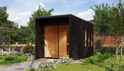 Buitensauna 220 x 429 I Glas I Terras I Eenvoudige montage, Sport en Fitness, Sauna, Nieuw, Complete sauna, Fins of Traditioneel