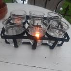 Oud rekje met glaasjes, Ophalen of Verzenden, Zo goed als nieuw, Overige materialen, Minder dan 25 cm