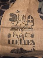 Gratis grote Sinterklaas jute zak met tekst + inpak papier, Diversen, Sinterklaas, Ophalen, Zo goed als nieuw
