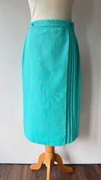 Vintage rayon polyester midi rok awua blauw 34 36 overslag, Vintage, Blauw, Vintage, Vintage