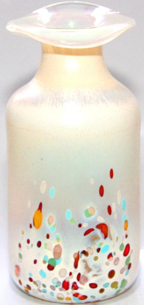 Schitterende Parelmoer Iriserende Confetti Spatter Glas Vaas, Antiek en Kunst, Kunst | Designobjecten, Verzenden