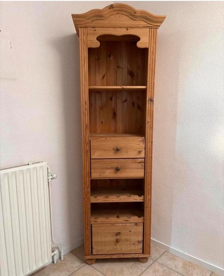 Grenen kast met lades en planken, Huis en Inrichting, Kasten | Buffetkasten, Gebruikt, 150 tot 200 cm, Minder dan 50 cm, 25 tot 50 cm