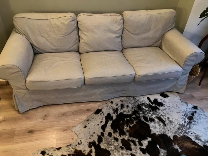 IKEA Ektorp hoezen driezitsbank lichtgrijs, Huis en Inrichting, Banken | Bankstellen, Zo goed als nieuw, Minder dan 150 cm, 75 tot 100 cm