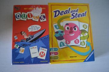 deal en steal, quick en set kaartspellen beschikbaar voor biedingen
