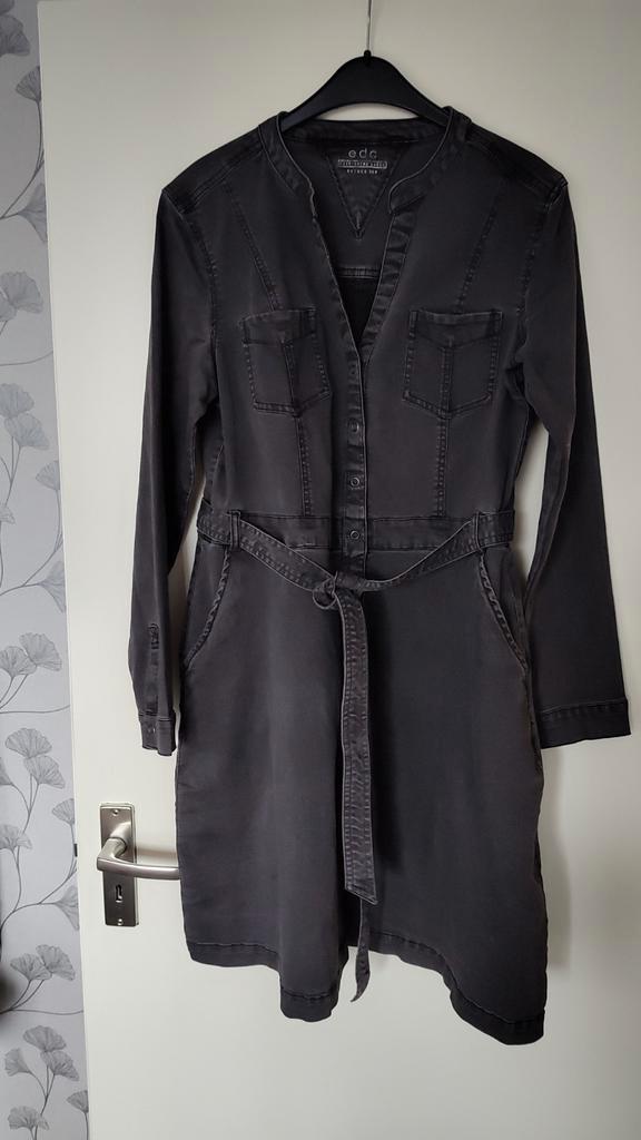 EDC Zwarte Jeans Jurk XL/44 - Weinig Gedragen, Kleding | Dames, Jurken, Zo goed als nieuw, Maat 42/44 (L), Zwart, Knielengte, Ophalen of Verzenden