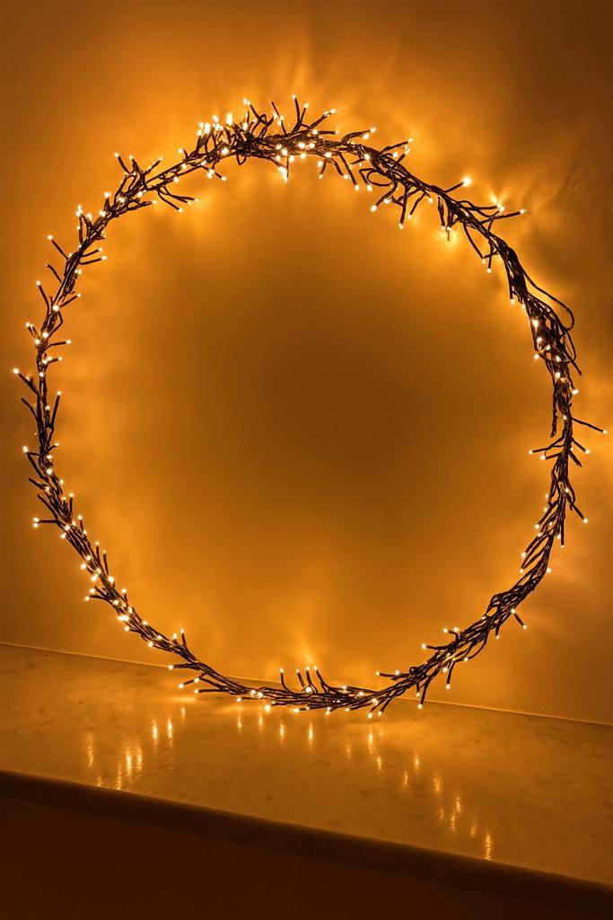 Luxe Kerstkrans met verlichting Warm Goud Licht, Diversen, Kerst, Nieuw, Ophalen of Verzenden