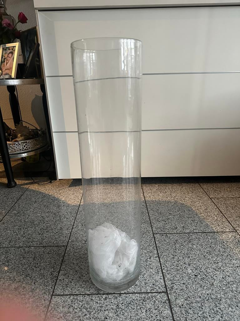 Grote glazen vaas - 60cm hoog, Huis en Inrichting, Woonaccessoires | Vazen, Gebruikt, Overige kleuren, 50 tot 75 cm, Ophalen of Verzenden