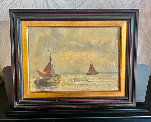 Zeezicht, schilderij in originele lijst, gesigneerd, Antiek en Kunst, Kunst | Schilderijen | Klassiek, Ophalen