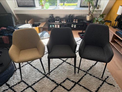 Zes eetkamerstoelen - mix en match!, Huis en Inrichting, Stoelen, Gebruikt, Vijf, Zes of meer stoelen, Stof, Overige kleuren, Ophalen