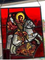 St Joris en de Draak - glas-in-lood raamhanger - afm 30x20cm, Ophalen of Verzenden, Zo goed als nieuw, Minder dan 80 cm