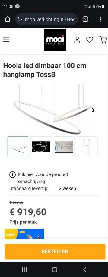 TossB HOOLA designlamp 100 en 60 cm beschikbaar voor biedingen
