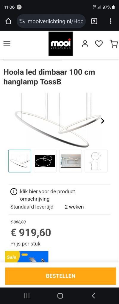 TossB HOOLA designlamp 100 en 60 cm, Huis en Inrichting, Lampen | Hanglampen, Zo goed als nieuw, 75 cm of meer, Ophalen