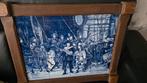 Delfts Blauw Nachtwacht Tegeltableau in Lijst, Antiek en Kunst, Ophalen of Verzenden