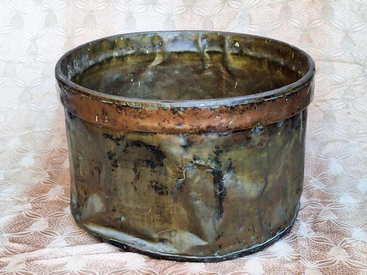 Grote zware koperen antieke ton / haardhout ton, Antiek en Kunst, Antiek | Koper en Brons, Koper, Ophalen