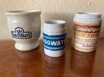Setje oude apothekers zalfpotjes met antiek etiket., Antiek en Kunst, Ophalen of Verzenden