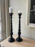 Twee hoge kandelaren zwart, Ophalen, Zwart, Metaal