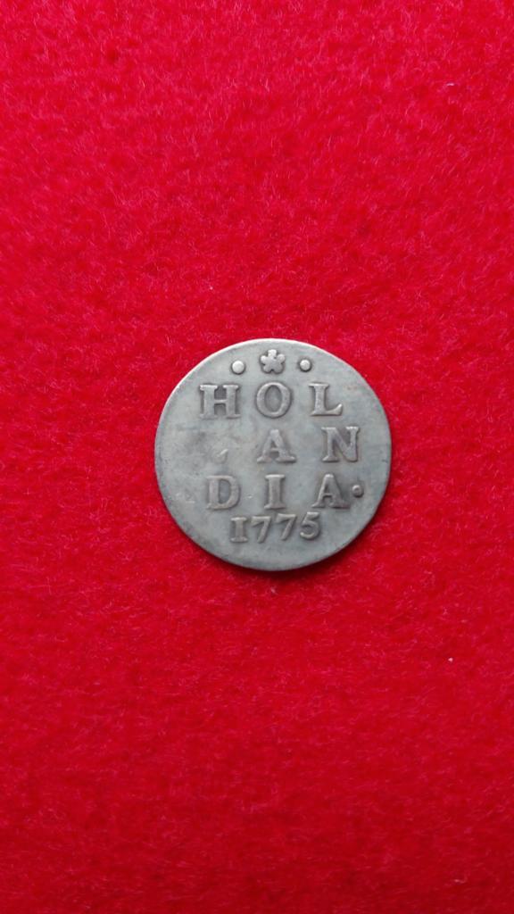Dubbele Wapenstuiver Hollandia 1775, Zilver., Postzegels en Munten, Munten | Nederland, Ophalen of Verzenden