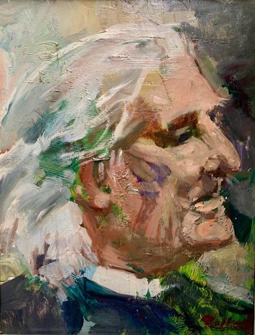 Jos Tilleux "Portret van Franz Liszt" - Olie op paneel., Antiek en Kunst, Kunst | Schilderijen | Klassiek, Ophalen of Verzenden