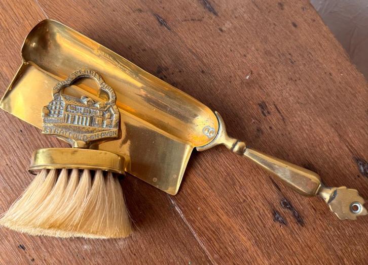 Vintage koperen tafelveger en blik, Antiek en Kunst, Curiosa en Brocante, Ophalen of Verzenden