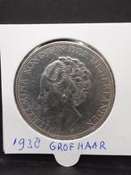 Rijksdaalder 1938 koningin Wilhelmina grof haar, Zilver, Ophalen of Verzenden, Koningin Wilhelmina, Losse munt