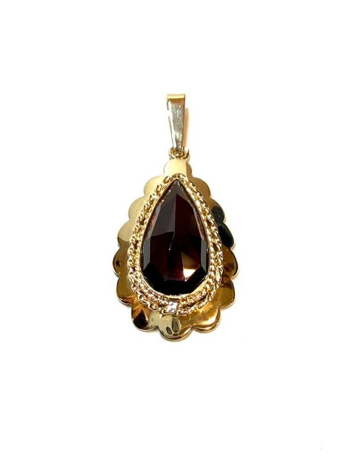 14k gouden hanger met een granaatsteen, Sieraden, Tassen en Uiterlijk, Kettinghangers, Zo goed als nieuw, Goud, Goud, Overige voorstellingen