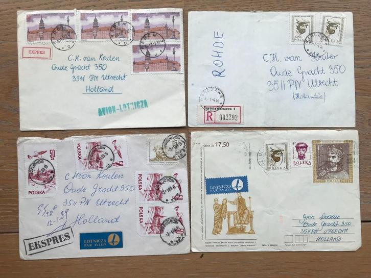 POLEN, 4 flink beplakte ENVELOPPEN naar Utrecht, Postzegels en Munten, Brieven en Enveloppen | Buitenland, Envelop, Verzenden