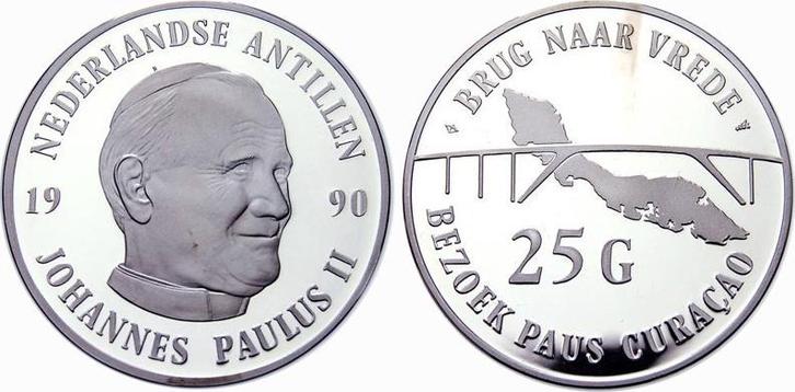 25 Gulden (Paus Johannes Paulus II) (in Cassette), Postzegels en Munten, Penningen en Medailles, Zilver, Buitenland, Verzenden