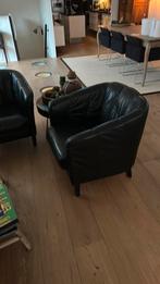 Zwart gladleren kuipstoeljes 2x, Ophalen, Gebruikt, Eenpersoons, Minder dan 150 cm