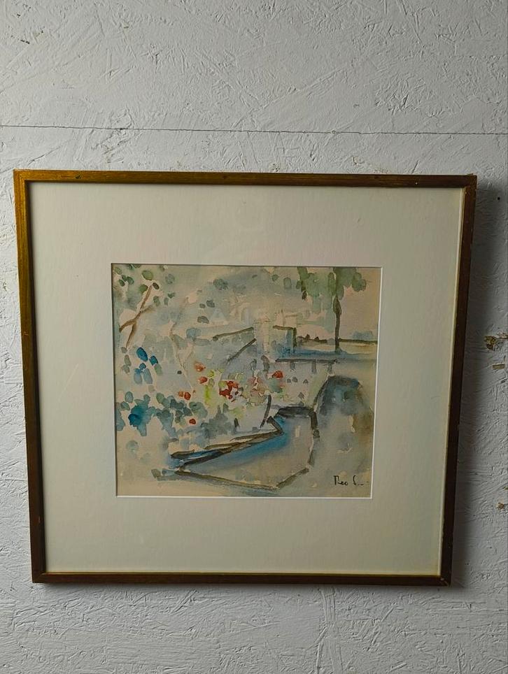 Theo Swagemakers aquarel tuin 1966, Antiek en Kunst, Kunst | Schilderijen | Klassiek, Ophalen of Verzenden