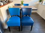4 Eetkamerstoelen, Huis en Inrichting, Stoelen, Ophalen, Gebruikt, Blauw, Vier